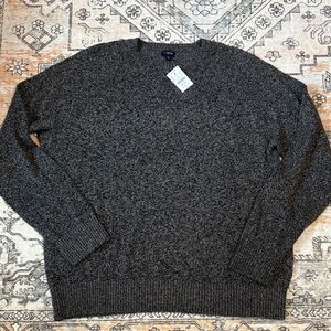 NWT J CREW FACTORY XL wool blend crew neck black-gray sweater